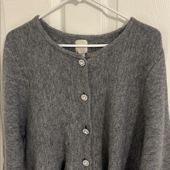 Anthropologie Maeve Rhinestone Flower Button Peplum Cardigan Sweater New Size 2X - Picture 6 of 13